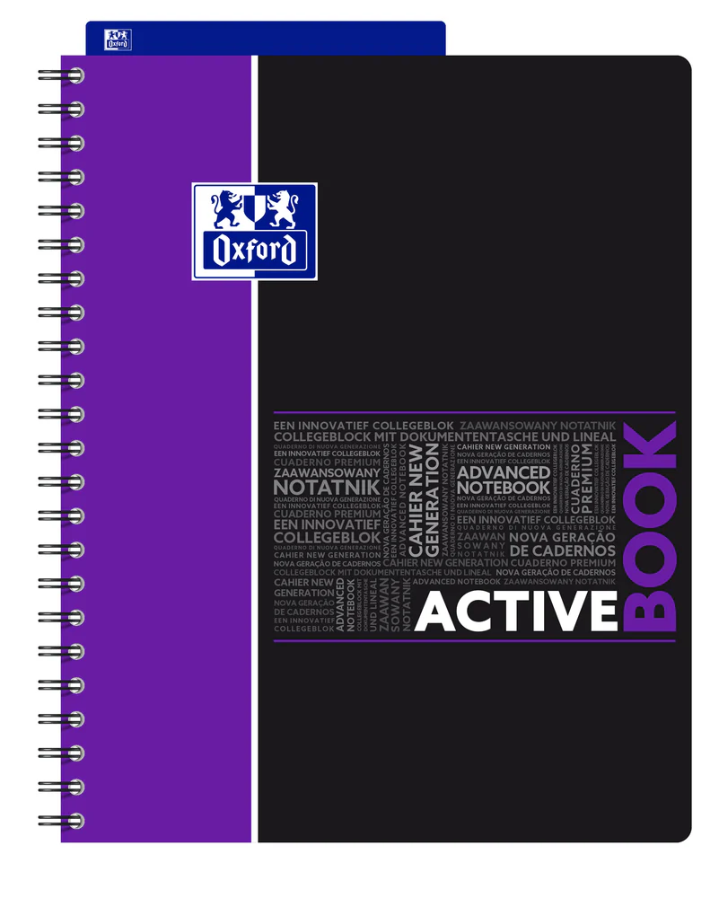 Cahier à spirales ACTIVEBOOK OXFORD # Couverture polypro - 160 pages A4 détachables - grands carreaux<BR> - Image 15