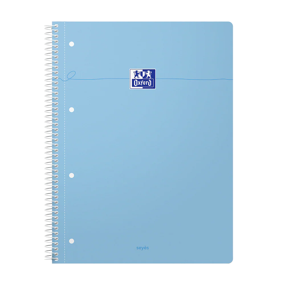 OXFORD Cahier à spirales Smart # A4+ - Grands carreaux - 160 pages détachables - Couverture cartonnée souple - Compatible Scribzee - Bleu pastel