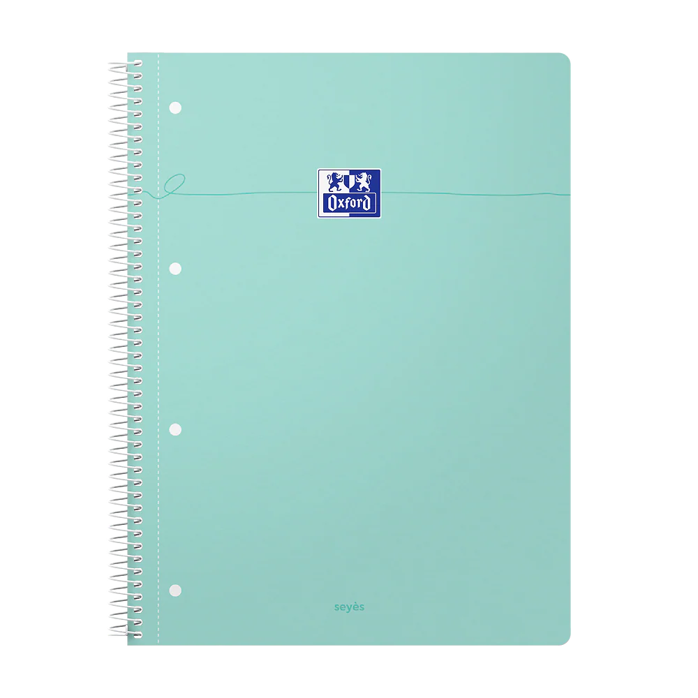 OXFORD Cahier à spirales Smart # A4+ - Grands carreaux - 160 pages détachables - Couverture cartonnée souple - Compatible Scribzee - Vert pastel