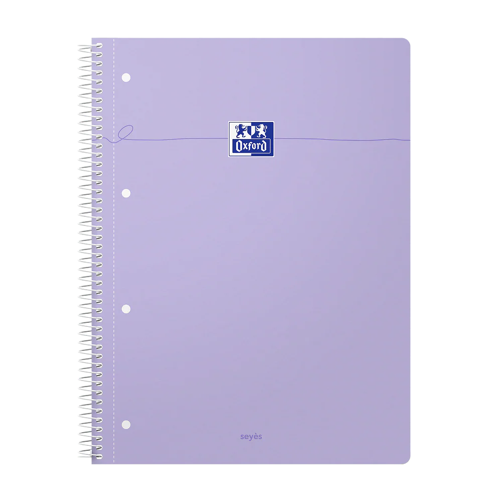 OXFORD Cahier à spirales Smart # A4+ - Grands carreaux - 160 pages détachables - Couverture cartonnée souple - Compatible Scribzee - Violet pastel