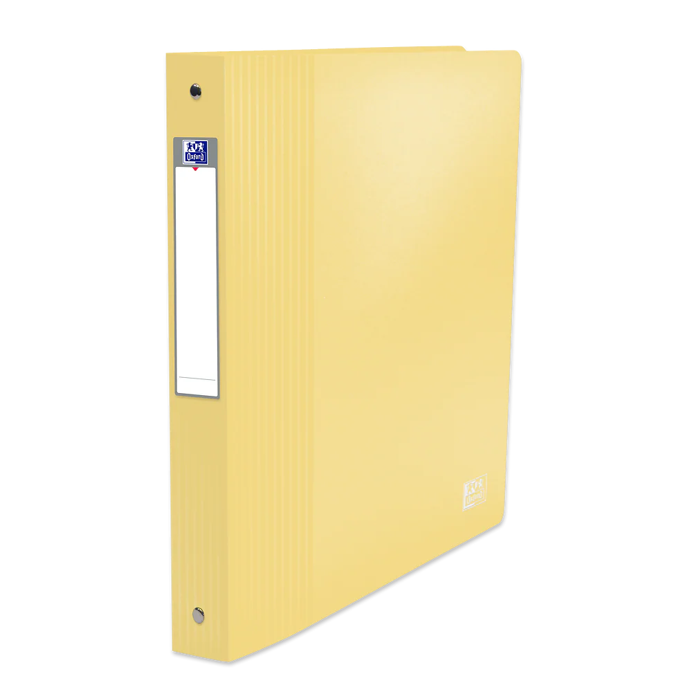 OXFORD Classeur à anneaux School Life A4XL # Dos 40mm - 4 anneaux - Plastique - Jaune pastel - 250 feuilles
