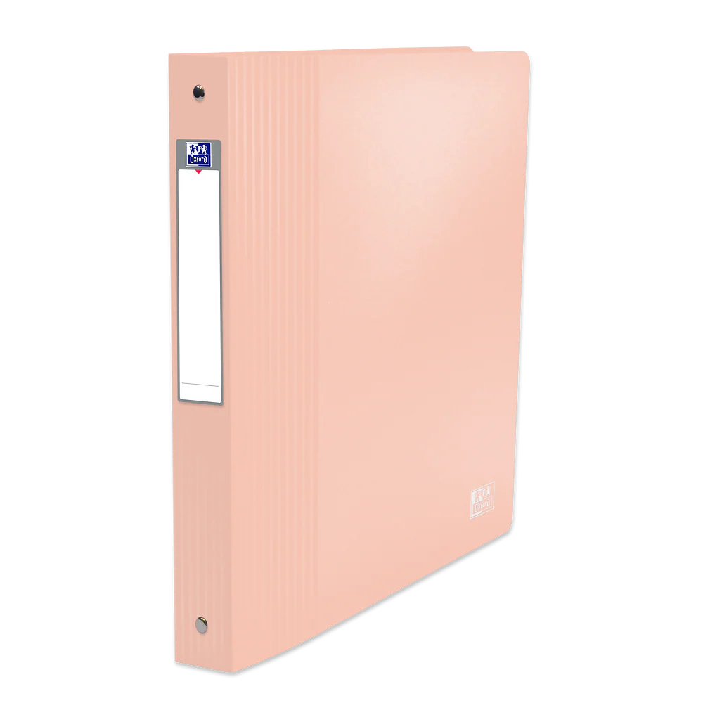 OXFORD Classeur à anneaux School Life A4XL # Dos 40mm - 4 anneaux - Plastique - Rose pastel - 250 feuilles