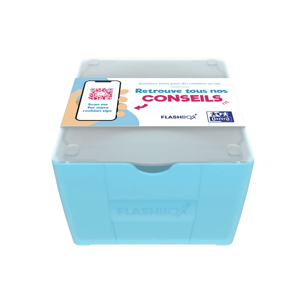 OXFORD FLASHBOX # Capacité : 500 flashcards Flash 2.0 (7,5x12,5 cm) - Polypropylène - Bleu pastel - Image 3