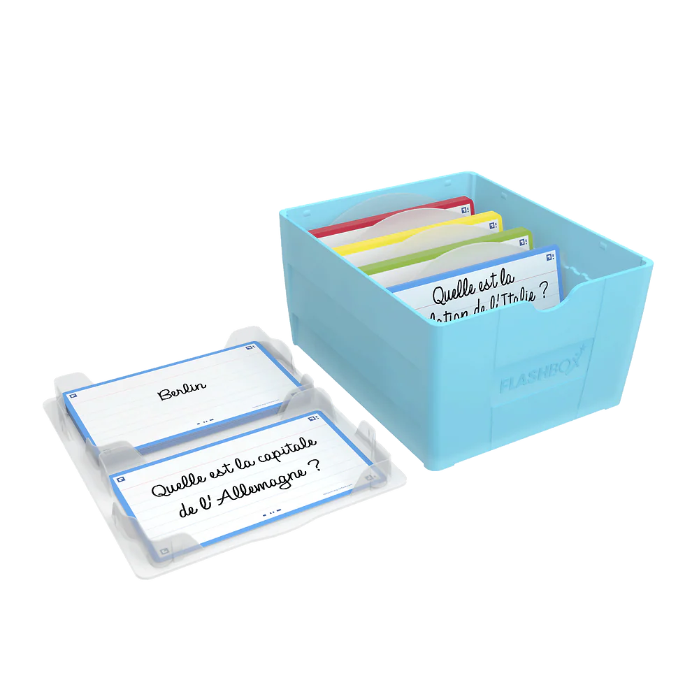 OXFORD FLASHBOX # Capacité : 500 flashcards Flash 2.0 (7,5x12,5 cm) - Polypropylène - Bleu pastel - Image 5
